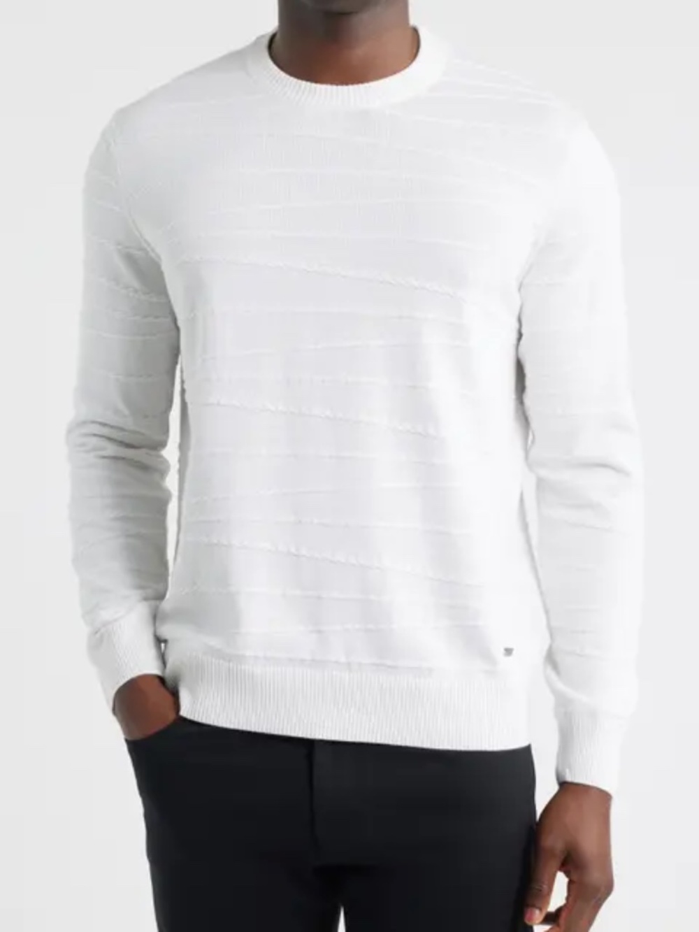 Bugatchi Textured Cotton & Silk Crewneck Sweater - size XL